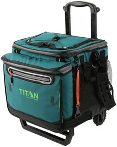 Arctic Zone Titan Deep Freeze 60 (50+10) Can Collapsible Rolling Cooler with Wheels and All-Terrain Cart, Pine