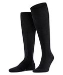 FALKE Men's Airport M KH Wool Cotton Long Plain 1 Pair Knee-High Socks, Black (Black 3000), 8.5-9.5