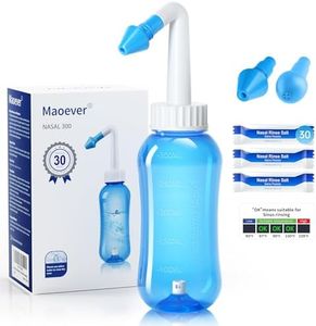 MAOEVER Neti Pot Sinus Rinse Nasal Wash 300ML Neti-Pot with 30 Nasal Wash Salt Packets and Sticker Thermometer Nose Cleaner Washing Bottle Cleaner Pressure Irrigation for Adult & Kid BPA Free (Blue)