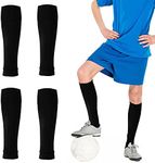 Tugaizi Football Sock Sleeves Black Shin Guards Sleeves Black Footless Football Socks Cut Socks Football for Games Beginners kids Boys Girls, 2 Pairs