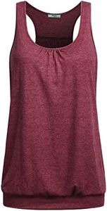 Miusey Yoga Clothes for Women Laides Sleeveless Round Neck Loose Fit Undershirts Racerback Workout Clothing Plus Szie 2025 Trendy Tanks Tank Top (XX-Large, Wine Red-2)