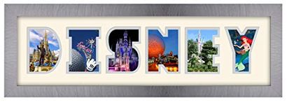 Disney Photo Frame for your own Disney Holiday photo memories 1259-CC (Brushed Silver Finish Frame Cream Mount Grey Inside)