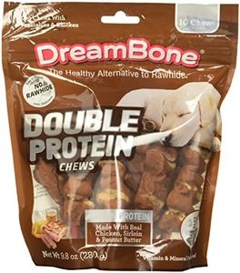 Dreambone Double Protein Chews Made with Real Chicken, Sirloin and Peanut Butter, 10 Count, Rawhide-Free Chews for Dogs, 9.80 Ounce (Pack of 1)