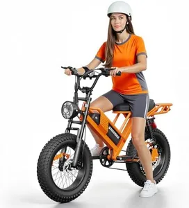 Spacewalk Electric Bike for Adult,20"x4"Fat Tires Ebike,Suitable for Riders 5'5"& Above,750W Motor,24.9mph,48V 15Ah Removable Battery,2X Front & 2X Rear Suspension (20" Orange)