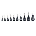 MUUNN 10 Pack Tungsten Teardrop Drop Shot Weights,Tungsten Drop Shot Fishing Sinkers Kit for Drop Shot Rig,Teardrop Cylinder Style Sinker(No Chip Black,3/8oz)