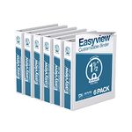 EasyView Premium 1.5-Inch Binders with Clear-View Covers, 3-Ring Binders for School, Office, or Home, Colored Binder Notebooks, Pack of 6, Round Ring, White