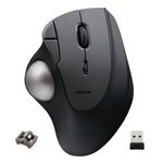 ELECOM Ergonomic Comfort Design Trackball IST Wireless 2.4GHz Connect, Super-Smooth Tracking with Roller Ball Bearing, 36mm Ball, Thumb Control, Compatible for Windows, PC, and Mac Black (M-IT11DRBK)