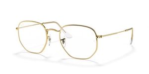 Ray-Ban RB3548 Hexagonal Everglasses, Legend Gold/Clear Blue Light Filter, 54 mm