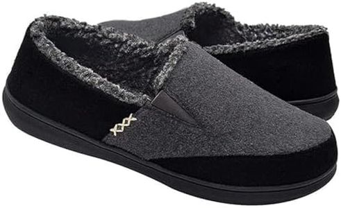 Zigzagger Men's Wool Micro Suede Moccasin Slippers House Shoes Home Indoor/Outdoor Footwear, Grey, 11