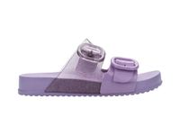 mini melissa Cozy Jelly Slides for Kids - Slip-on Jelly Shoes, Slip On Sandals for Girls, Open Toe Summer Shoes, Adjustable, Lilac/Glitter, 2 Big Kid