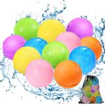 Reusable Water Bomb Balloons, Silicone Water Splash Ball with Mesh Bag, Quick Self-Sealing Water Bomb for Kids Adults Outdoor Activities Water Games Toy Outside Summer Fun Party Supplies (12Pack)