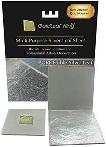 Genuine Edible Silver Leaf Sheets - by Goldleafking 30 Sheets - 2.0 x 2.0 inches for Cooking, Cake & Chocolate, Brownie, Arts, Food Decoration, Gilding, Multi-Purpose + Free Small Gold Leaf x 10
