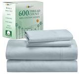 California Design Den Luxury 4 Piece Queen Size Sheet Set - 100% Cotton, 600 Thread Count Deep Pocket, Includes Fitted and Flat Sheets, Hotel-Quality Bedding with Sateen Weave - Seafoam