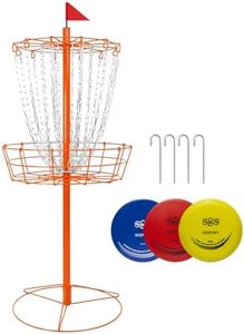 Disc Golf Basket - Portable Disc Golf Target with Heavy Duty 24-Chains Come with 3pcs Disc Golf Discs and Ground Stake -Suitable for Players of All Levels - Multi Color Available