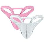 VemeFufu Men's Jockstrap Sexy Briefs Underwear Athletic Supporter Sports for Male Jock Strap Underpants 2 Pack White + Pink