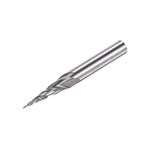 sourcing map Tapered Ball Nose End Mill, Uncoated Solid Carbide 2 Flute Spiral Milling Cutter, 0.25mm Radius, 0.5mm Diameter, 6mm Shank, 50mm Length, 15 Degree Angle