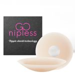 Go Nipless Self Adhesive Silicone Nipplecovers Pasties with Removable Reusable Nipple Shield - Size A-DD Womens Bra Nipple Covers Nude