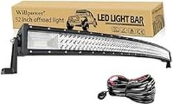 Willpower 52 inch Curved LED Light Bar 675W Spot Flood Combo Triple Row Led Off Road Driving Fog Lights with Mounting Bracket and Wiring Harness for Car Tractor Truck ATV SUV Boat