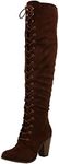 Forever Women's Chunky Heel Lace up Over-The-Knee High Riding Boots