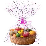 20pcs Cellophane Basket Bags, Christmas Decorations-50x70cm Clear Hammer Wrap Bag With Colored Bow For Halloween, Easter, Christmas Fruit Basket And Gift Packaging