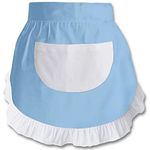 CRB Fashion Waist Apron Kitchen Cooking Restaurant 100% Cotton Bistro Half Aprons with Pockets For Girl Woman, Greenish Blue, One Size