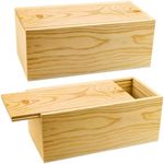 BILLIOTEAM 2 Pack Unfinished Wood Storage Box with Slide Lid,Blank Natural Wood Case Container for Christmas,Wedding,Party,Gift Jewelry Box,DIY Craft,Hobbies,Home Storage(7.87" x 3.94" x 3.15")