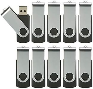 4GB Flash Drive 10 Pack, Alihelan USB 2.0 Thumb Drives Bulk Swivel Memory Stick 4G Jump Drive Zip Drive Pen Drive for Data Storage, Black