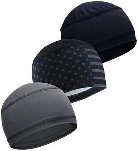 Tough Headwear Skull Cap Liners - Motorcycle and Bike Helmet or Hard Hat Cooling Liner - Mens and Womens No Sweat Head Caps - Cool Running Beanie for Men or Women - 3 Pack