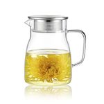 CNGLASS Glass Teapot with Infuser,Clear Glass Tea Kettle with Removable Stainless Steel Strainer,Stovetop Safe Glass Teapot for Blooming and Loose Leaf Tea (27oz)