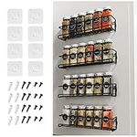 VIAV Wall Mounted Spice Rack 4 PCS,Spice Rack Organizer Hanging Bold Shelf -Available for Adhesive or Screw Space-Saving Spice Rack Organizer for Cabinet Kitchen Pantry and Cupboard 4-Tier-Black