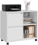 SISESOL 2 Drawer File Cabinet with Lock and Shelf,Mobile Lateral Filing Cabinet,Metal File Organizer Cabinet with Open Storage Shelves for Home Office Fit Legal/Letter A4 Size