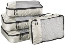 Amazon Basics Packing Cubes for Suitcases, Travel Organisers, Zipper, 4-Piece Set Bags, 2 Large and 2 Medium, Gray