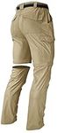 Men's Hiking Pants Convertible Zip Off Lightweight Waterproof Quick Dry Outdoor Fishing Travel Safari Camping, Khaki, 34