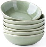 AmorArc Ceramic Cereal Bowls Set of 6, 24 oz Handmade Stoneware Bowls for Cereal Soup Salad Bread, Stylish Kitchen Bowls for Meal, Dishwasher & Microwave Safe-Olive Green