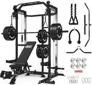Mikolo Power Cage, 2000LB Power Rack with Independent Dual Pulley System, Multi-Function Home Gym Workout Machine for Cable Crossover (260LBS, Black)