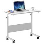 SogesHome Adjustable Mobile Bed Table Portable Laptop Computer Stand, 23.6 inches and 31.4 inches (White, 31.4 inch)