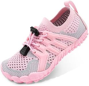 Stelle Water Shoes for Kids Girls Boys Barefoot Shoes with Adjustable Laces Quick Drying Beach Sports Non Slip Swimming Hiking（Pink，6MB）
