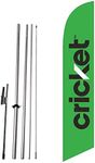 Cricket 2014 (Green) Feather Flag with Complete 15ft Pole kit and Ground Spike