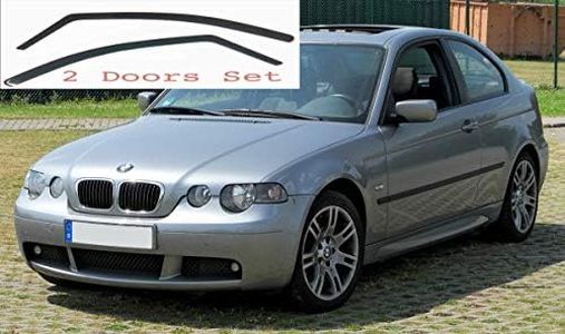AC WOW 2x Wind Deflectors Compatible with B M W 3 Series E46 Compact 2000-2004 3-door Smoke Tinted Acrylic Glass Door Side Windows Interior In-Channel Visors Rain Snow Sun Guards