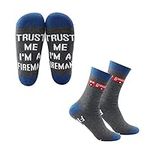 MBMSO Firefighter Socks 2 Pairs Trust Me I’m a Fireman Socks Funny Firefighter Gifts Firefighter Graduation Gifts, Trust Me I’m a Fireman, Large