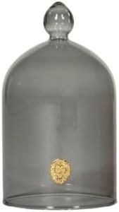 Alice Lane Glass Cloche – Glass Dome Display Case for Home Decor, Centerpieces, Candles, Keepsakes & Collectibles – Elegant Decorative Cloche Dome for Table, Mantel, or Bookshelf | Smoke