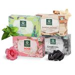 Organic Harvest Combo of Rose (125gm), Mint (125gm), Charcoal (125gm) & Sandalwood(125gm) Soap Bathing Bar For Moisturising & Cleansing, Ideal For All Skin Types, 100% Organic, Paraben & Sulphate Free