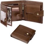 GSG SINCE 1998 Men's Wallets Cowhide Leather Multi-Functional RFID Blocking Wallet with 17 Credit Card Slots, 2 Banknote Compartments, 2 ID Windows, 1 Coin Pocket Dark Brown