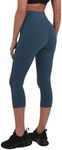 TCA Womens High Waisted 7/8 Length Capri Tight Gym Workout Fitness Running Leggings with Pocket - Atlantic Deep, XS