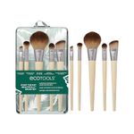 EcoTools Start The Day Beautifully Makeup Brush Kit, 1 Count, 6 Piece Set, 5 Brushes and Storage Case