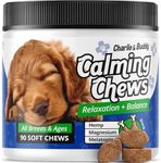 Charlie & Buddy Calming Chews for Dogs, Dog Anxiety Relief, Promote Relaxation, Dog Calming Chews with Melatonin for Dogs, Chamomile, Magnesium Citrate, 90 Soft Chews, Duck Flavor