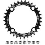 Chainring 104 BCD 32T 34T 36T 38T Narrow Wide Single Chain Ring with 4 Pieces Sprocket Bolts for Road Bikes, Mountain Bikes, BMX MTB Bike (Black, 32T)