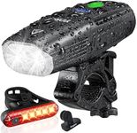 Yosky USB Rechargeable Bike Light Set - 1000 Lumens Smart Bike Headlight and Tail Light - Super Bright Bike Light Front and Back for Adults Kids Men Women Night Riding