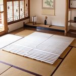 EMOOR Wood Half-Fold-Type Slatted Bed Queen (63x78.7in) for Japanese Floor Futon Mattress, Franco-Tower, Unpainted Paulownia, Floor Sleep Bedding Guest Minimalist Tatami Mat Natural