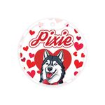 Pawsindia Personalized Dog Name Tag, Customized Pet ID Tag for Dogs with Double Side Waterproof Print, Velentine's Collection (White, Siberian Husky)